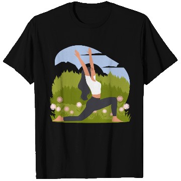 Discover Yoga Pose Woman With Flowers T Shirts