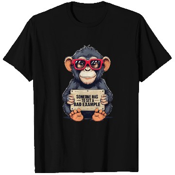 Discover Playful Chimpanzee with Sunglasses and Humorous T Shirts