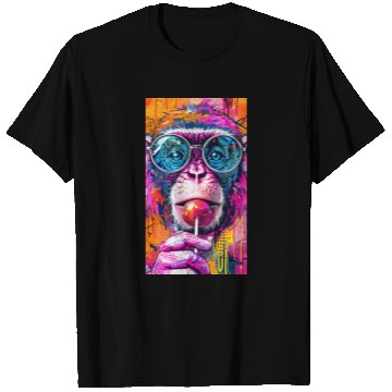 Discover Digital Art Monkey With Lollipop Graffiti Elements T Shirts