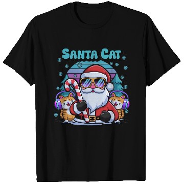 Discover Retro Santa Cartoon - Cool Cats & Candy Cane Vibes T Shirts