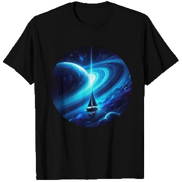 Discover Fantasy sailboat in Saturn universe T Shirts