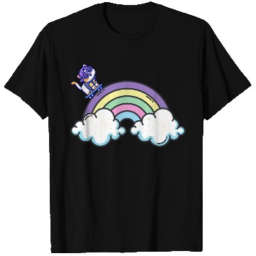 Discover Rainbow Ride: The Skateboarding Cat T Shirts