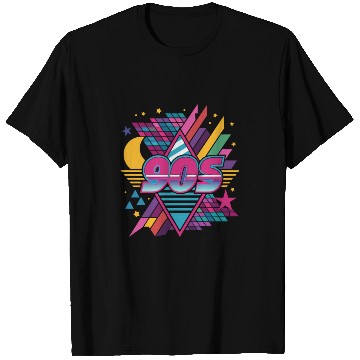 Discover Retro 90s Geometric Neon Design T Shirts