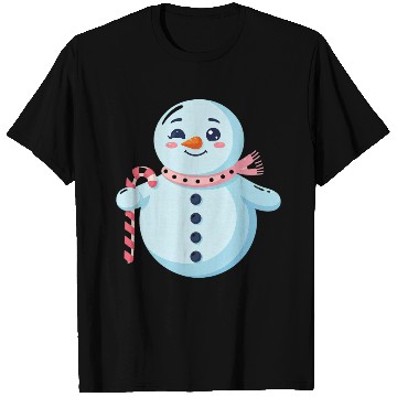 Discover Whimsical Snowman with Candy Cane T Shirts