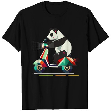 Discover cuter panda on a colorful scooter T Shirts