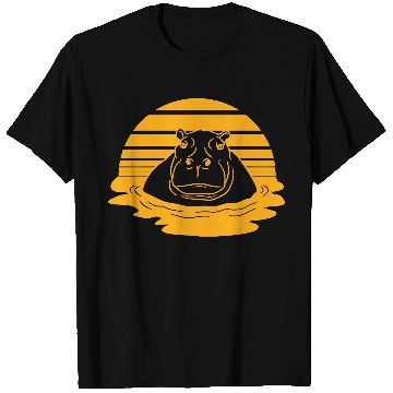 Discover Hippo Swimming Water Sun Cute Happy Comic Cartoon T Shirts