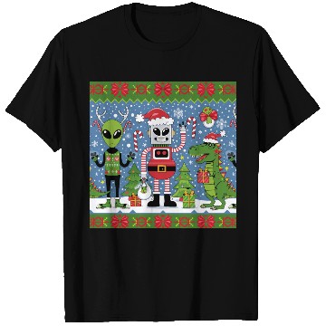 Discover Funny Ugly Christmas Sweater Design – Alien, Robot T Shirts