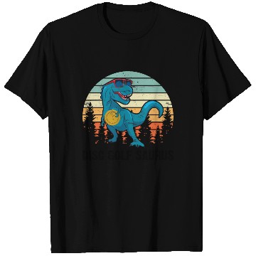 Discover Disc Golfer Saurus - Disc Golf Dinosaur T Shirts
