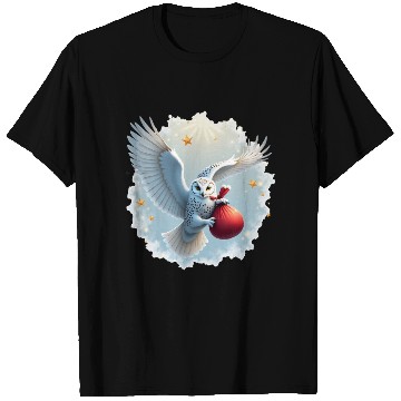 Discover Snowy Owl Carrying Christmas Gift Bag T Shirts