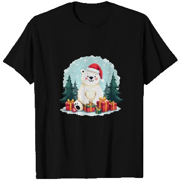 Discover Adorable Polar Bear in Santa Hat T Shirts