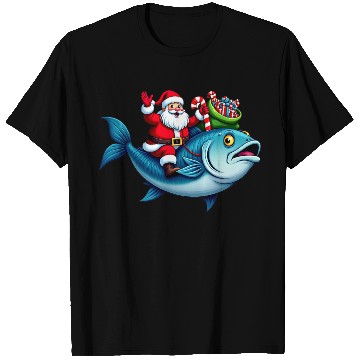 Discover Santa on Bass Merry Fishmas Fishing Christmas T Shirts