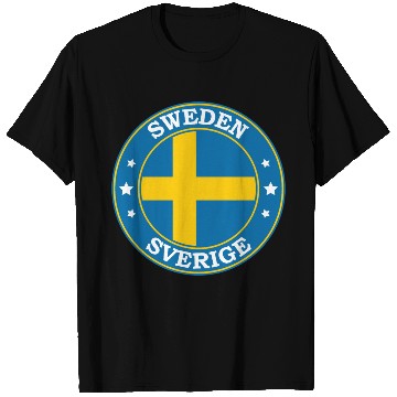 Discover Sweden Flag Round Circle Emblem T Shirts