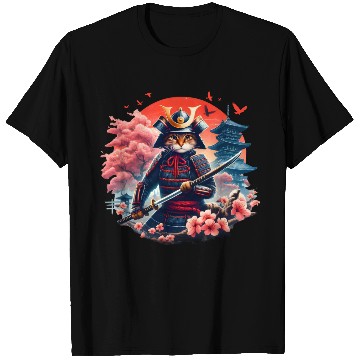 Discover Samurai Cat Graphic Warrior Vintage Japanese Anime T Shirts