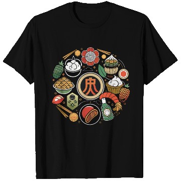 Discover Japanese Cuisine Circle Retro Design T Shirts