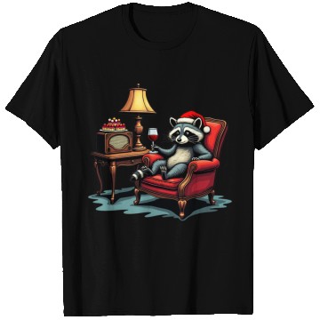 Discover Raccoon Sitting in a Chair, Sipping Wine unique Gi T Shirts