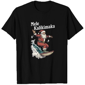 Discover Mele Kalikimaka Hawaiian Christmas Surfing Santa T Shirts