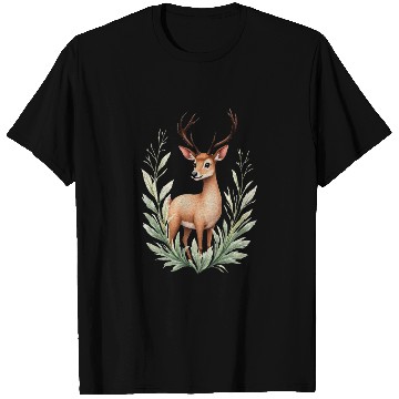 Discover Watercolor Deer in Forest Hues T Shirts
