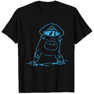 Discover Funny Old Dolphin Ship Captain Cute Cartoon Comic T Shirts