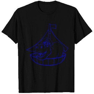 Discover Funny Hippo Old Captain Sails Cute Cartoon Comic T Shirts