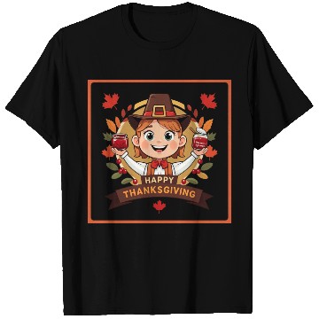 Discover A cute child celebrate Happy Thanksgiving T Shirts