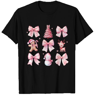 Discover Chrirstmas Pink Bow, Christmas Retro T Shirts