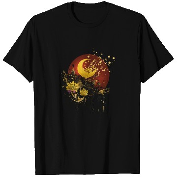 Discover Celestial Lotus Moon Spray Design T Shirts