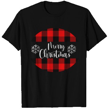 Discover Merry Christmas plaid design T Shirts
