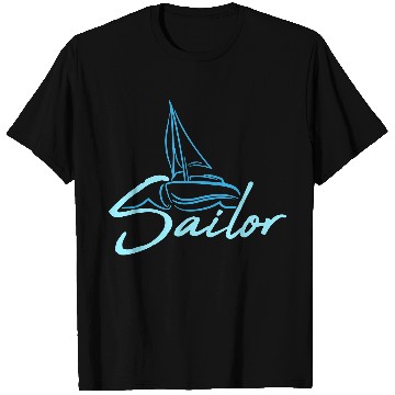 Discover Sailor Text Logo Sail Crew Fun Ship Boat Symbol T Shirts
