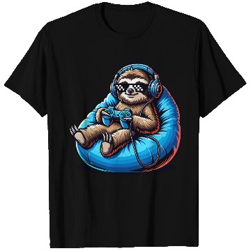 Discover Chill Gamer Sloth Headphones Controller Relax T Shirts