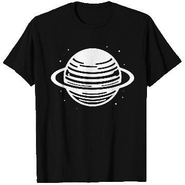 Discover Minimalistic Saturn Planet Space Vector path36 T Shirts