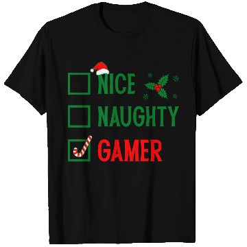 Discover Nice Naughty Gamer Christmas T Shirts