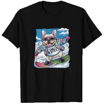 Discover French Bulldog Snowboard Skiing for French T Shirts