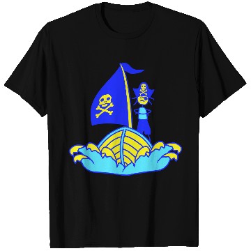 Discover Pirate Ship Child Captain Bad Buccaneer Boy Waves T Shirts