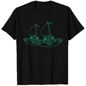 Discover Two Sailing Ships Faces Cartoon Team Competition T Shirts