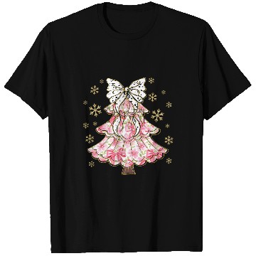 Discover Preppy Pink Coquette Bow Xmas Tree T Shirts
