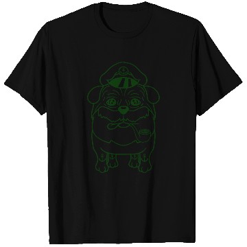 Discover Old Pug Dog Captain Funny Cute Cool Cartoon Comic T Shirts