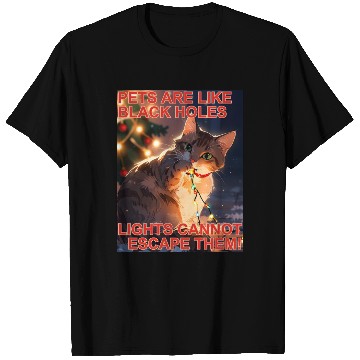 Discover Cat Chewing Lights Like Black Holes Christmas T Shirts