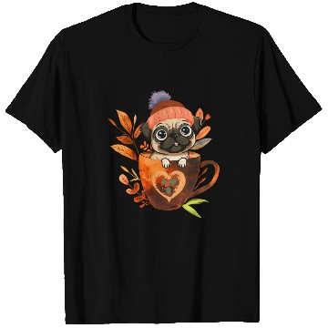 Discover Pug in A Coffee Cup with Christmas T Shirts