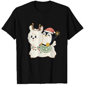 Discover Alpaca and penguin celebrate Christmas T Shirts