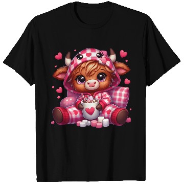 Discover Cute cartoon valentines highland cow T Shirts
