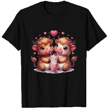 Discover Cute Cartoon Valentines Highland Cow T Shirts