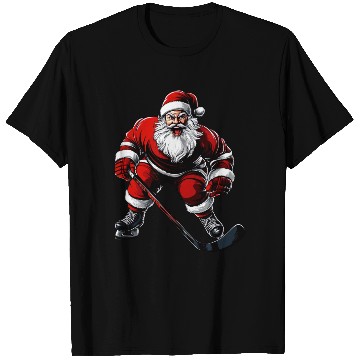 Discover Ice hockey player Santa Claus T Shirts