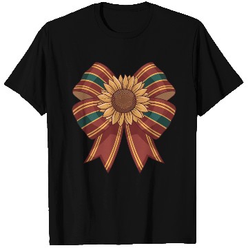 Discover Sunflower on Red and Green Ribbon Bow T Shirts