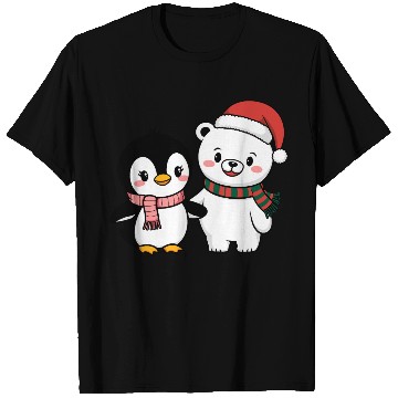 Discover Santa Polar Bear and Penguin Friends T Shirts
