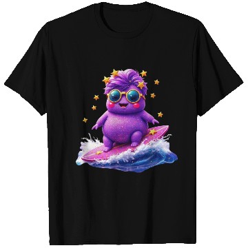 Discover Cosmic Surfing Funky Creature Design T Shirts