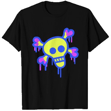 Discover Pirate Skull and Bones Skeleton Graffiti Drops Fun T Shirts