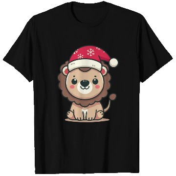 Discover lion cub with christmas hat T Shirts