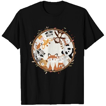 Discover Circle full of cute animals like fox and panda T Shirts