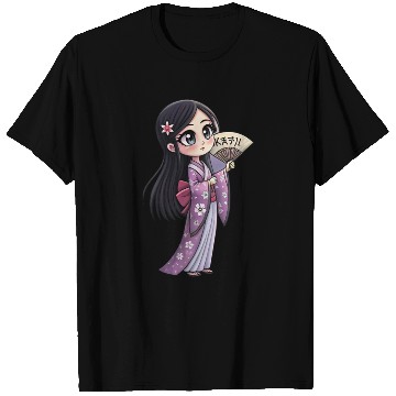 Discover Cute Chibi Geisha Anime Inspired Kimono Design T Shirts