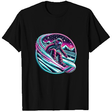 Discover Epic Neon Snowboarding Adventure Under Starry Sky T Shirts